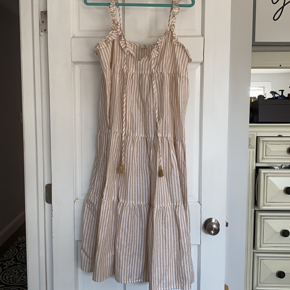 NWT J. Crew cotton-linen tiered maxi dress. Medium